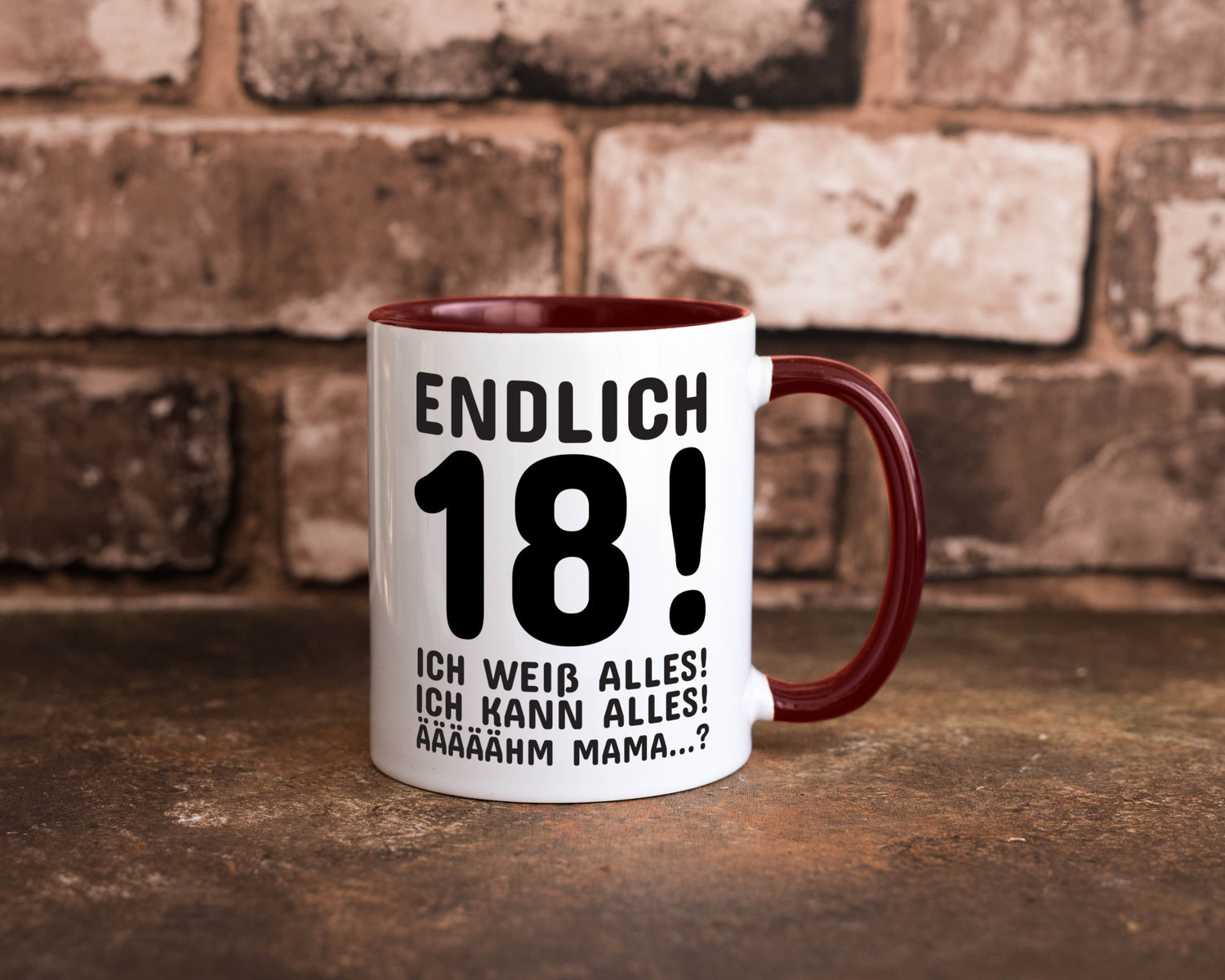 Endlich 18 | Geburtstag Tasse volljährig Erwachsen lustig Geschenkidee Geschenk