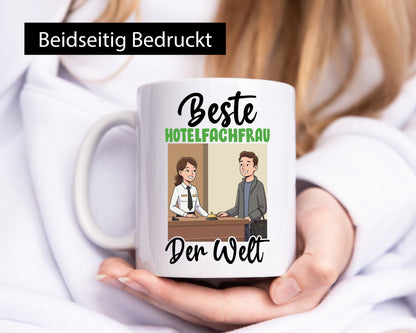 Beste Hotelfachfrau | Hotel v2 lustiger Spruch Geschenk Humor Geschenkidee Tasse