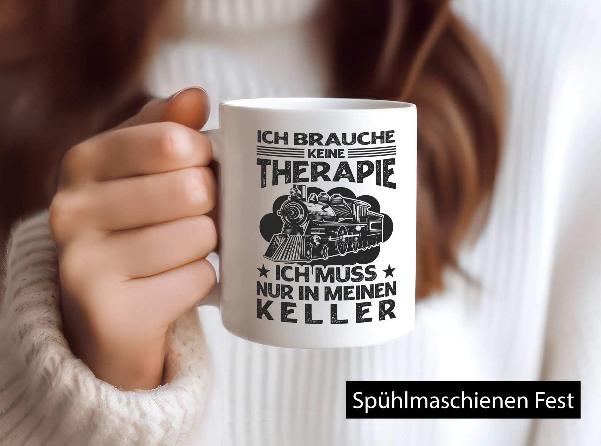 Brauche keine Therapie | Modeleisenbahn Keller Humor Geschenkidee Tasse