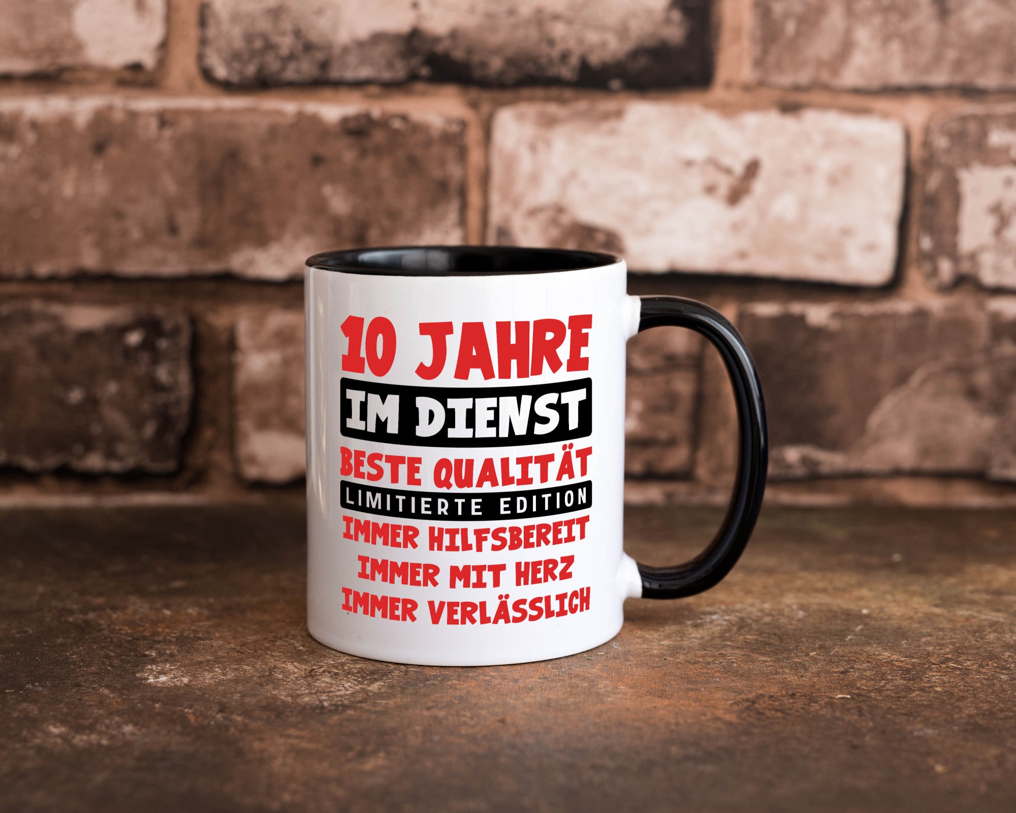 10 Jahre im Dienst | Jubiläum Arbeit v9 lustig Kollegen Büro Geschenk Tasse