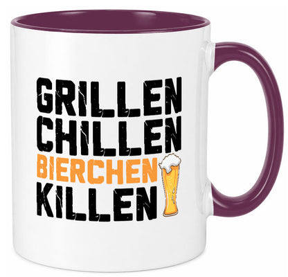 Grillen Chillen Bierchen Killen | Grillmeister Party Geschenk Humor Tasse