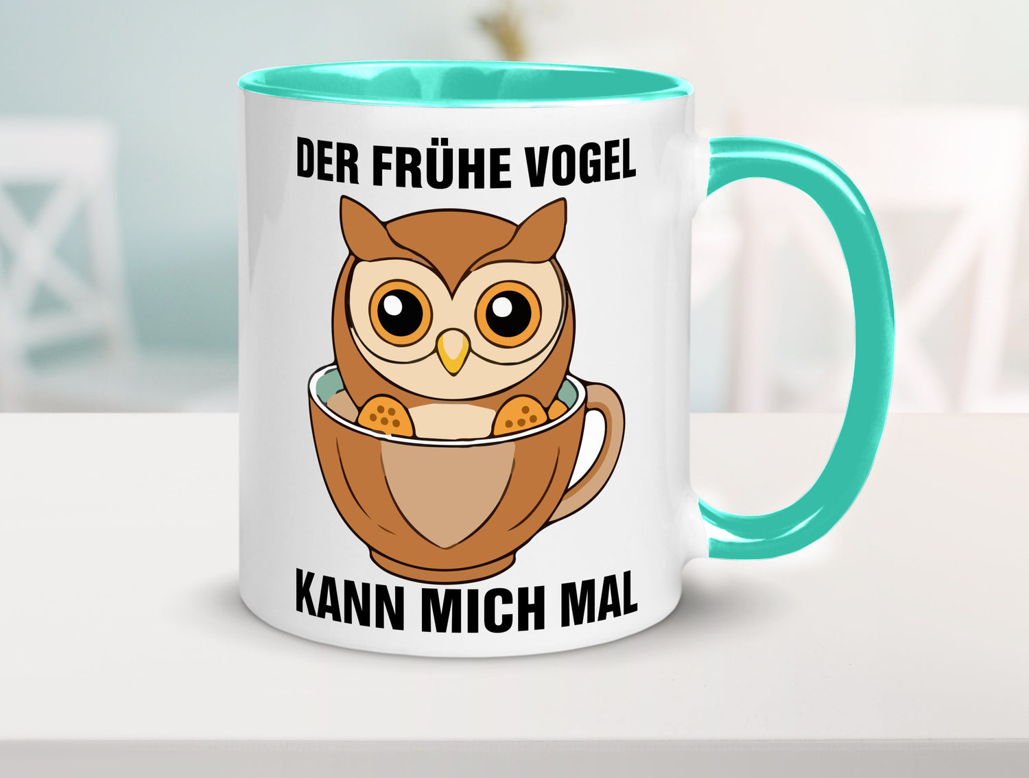 Der frühe Vogel kann mich mal | Eule Morgenmuffel v2 lustiger Spruch Geschenk