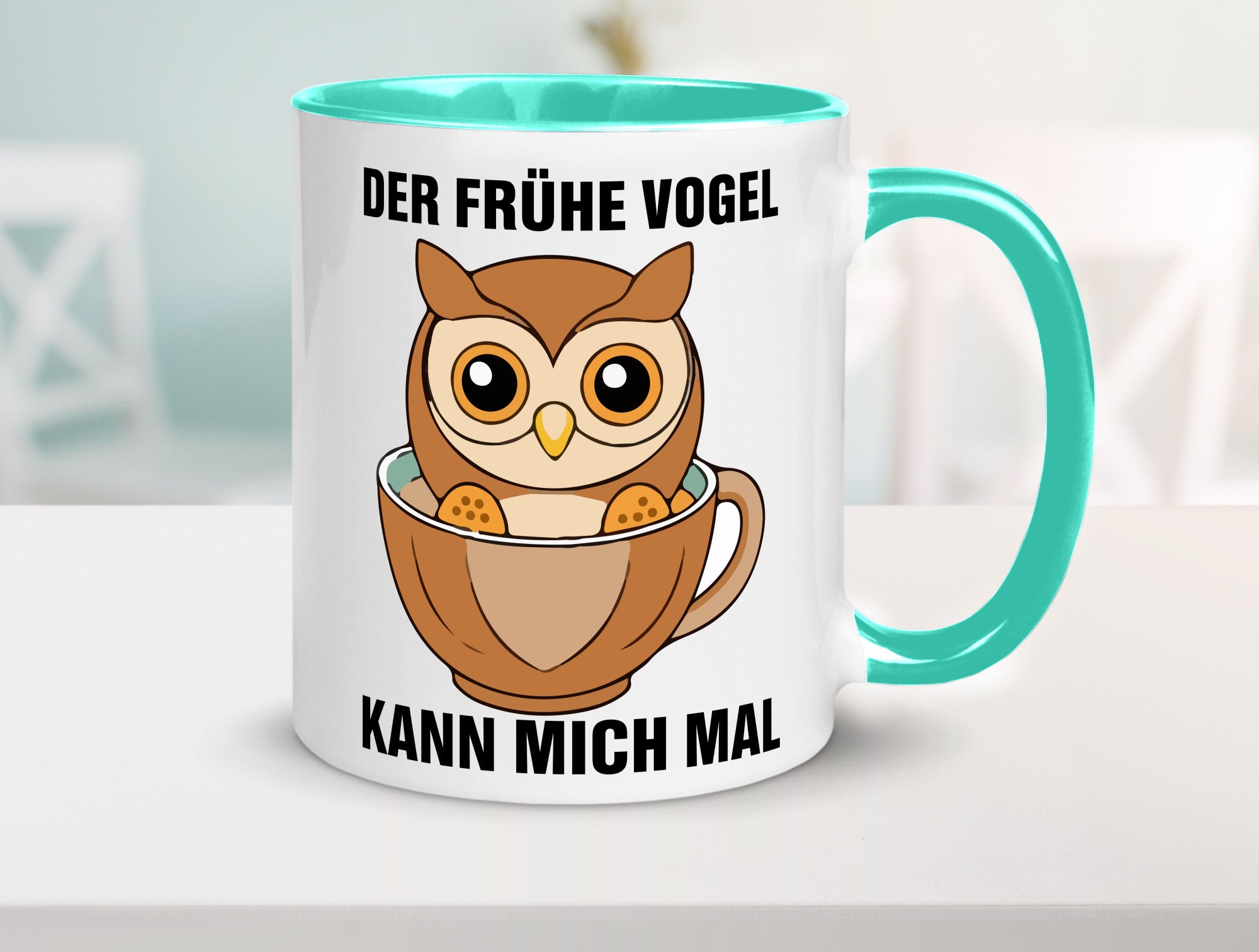 Der frühe Vogel kann mich mal | Eule Morgenmuffel v2 lustiger Spruch Geschenk