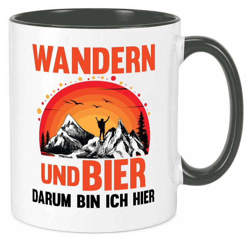Wandern und Bier darum bin ich hier | lustiger Spruch Geschenk Humor