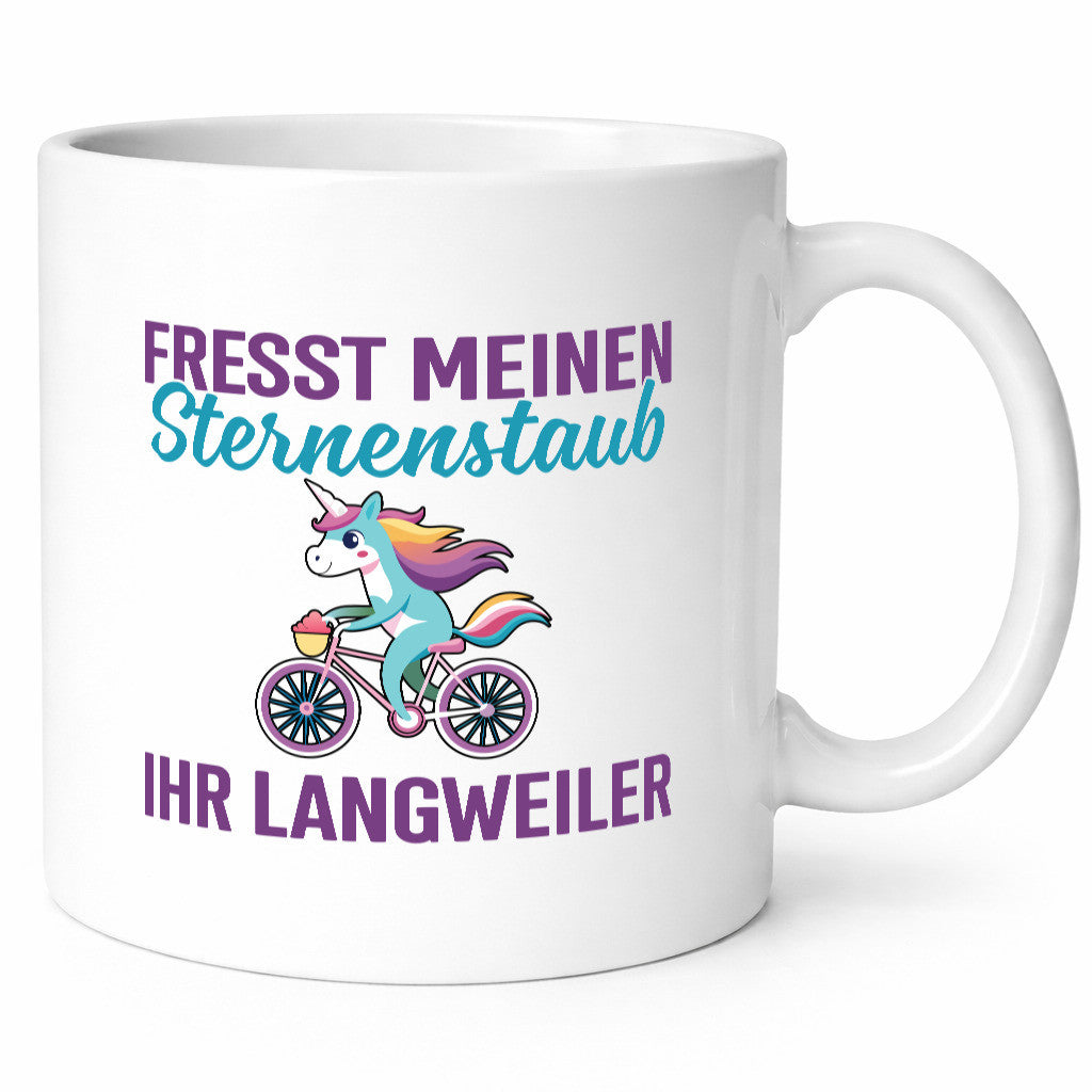 Fresst meinen Sternenstaub | Einhorn Fahrendes v2 Humor Geschenkidee Tasse
