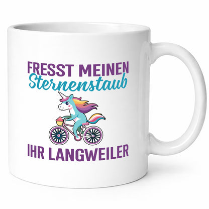 Fresst meinen Sternenstaub | Einhorn Fahrendes v2 Humor Geschenkidee Tasse