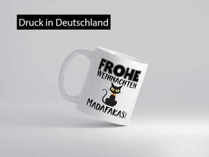 Frohe Weihnachten Madafakas! | Katze Tasse Vintage lustiger Spruch Geschenk