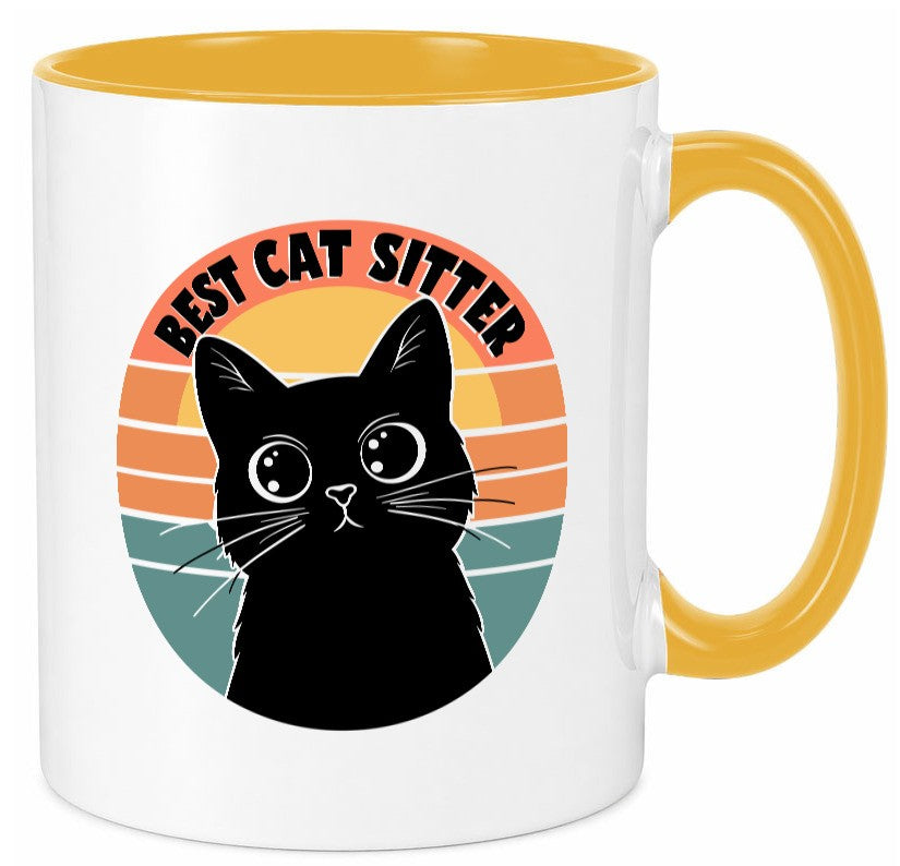 Bets Cat Sitter | Schwarze Katze Katzenliebhaber Geschenk Tierliebhaber Humor Tasse