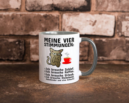 Vier Stimmungen | Morgenmuffel Tasse mürrische Katze Humor Tierliebhaber