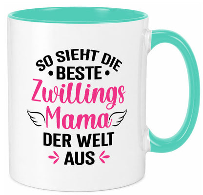 So sieht die Beste Zwillingsmama der Welt aus | Mama lustiger Spruch Geschenk Tasse