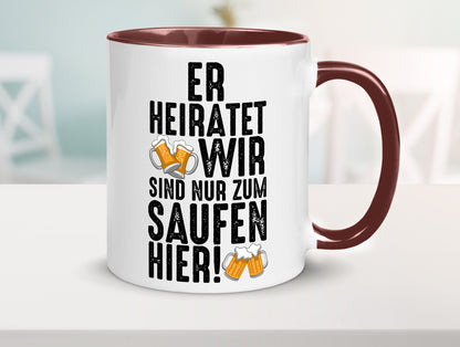 JGA | Er heiratet Junggesellenabschied Polterabend v2 lustiger Spruch Geschenk