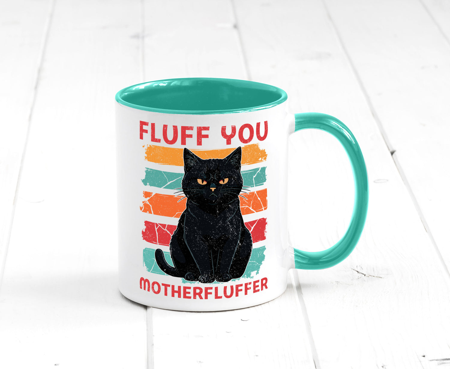 Fluff you Motherfluffer | Schwarze Katze Böse Humor Tierliebhaber Geschenkidee