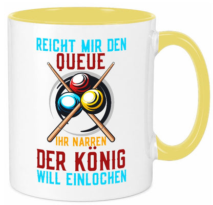 Reicht mir den Queue | Einlochen Billard Kugeln Geschenk Humor Geschenkidee Tasse