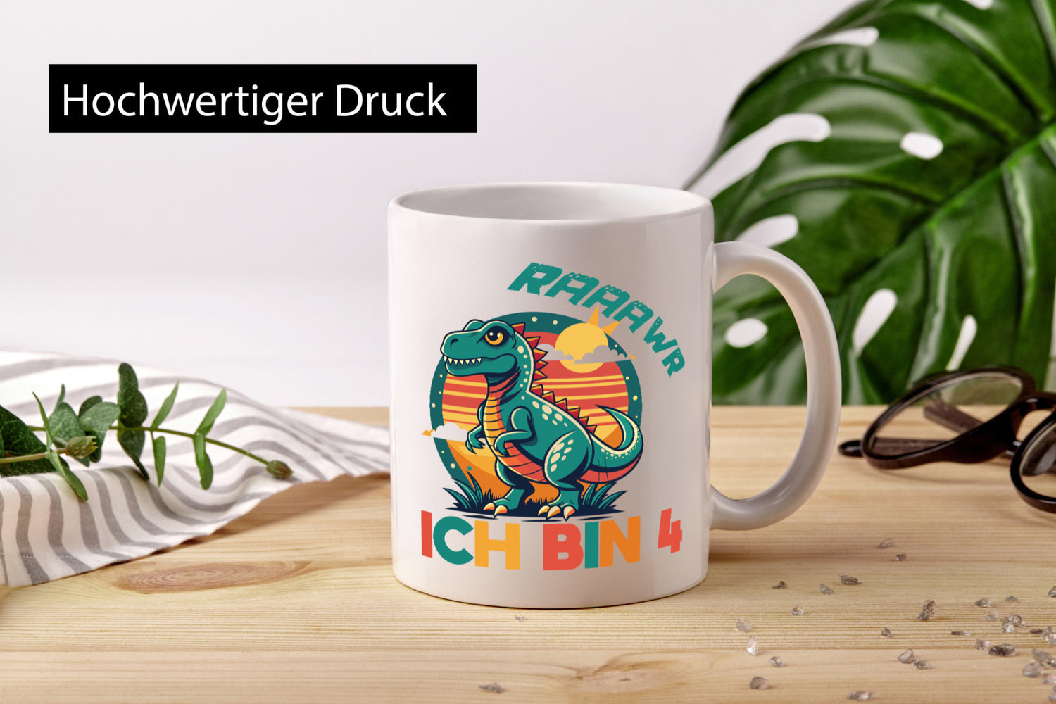 Rawwwww ich bin 4 | Jähriger 4. Geburtstag Dino Humor Geschenkidee Tasse