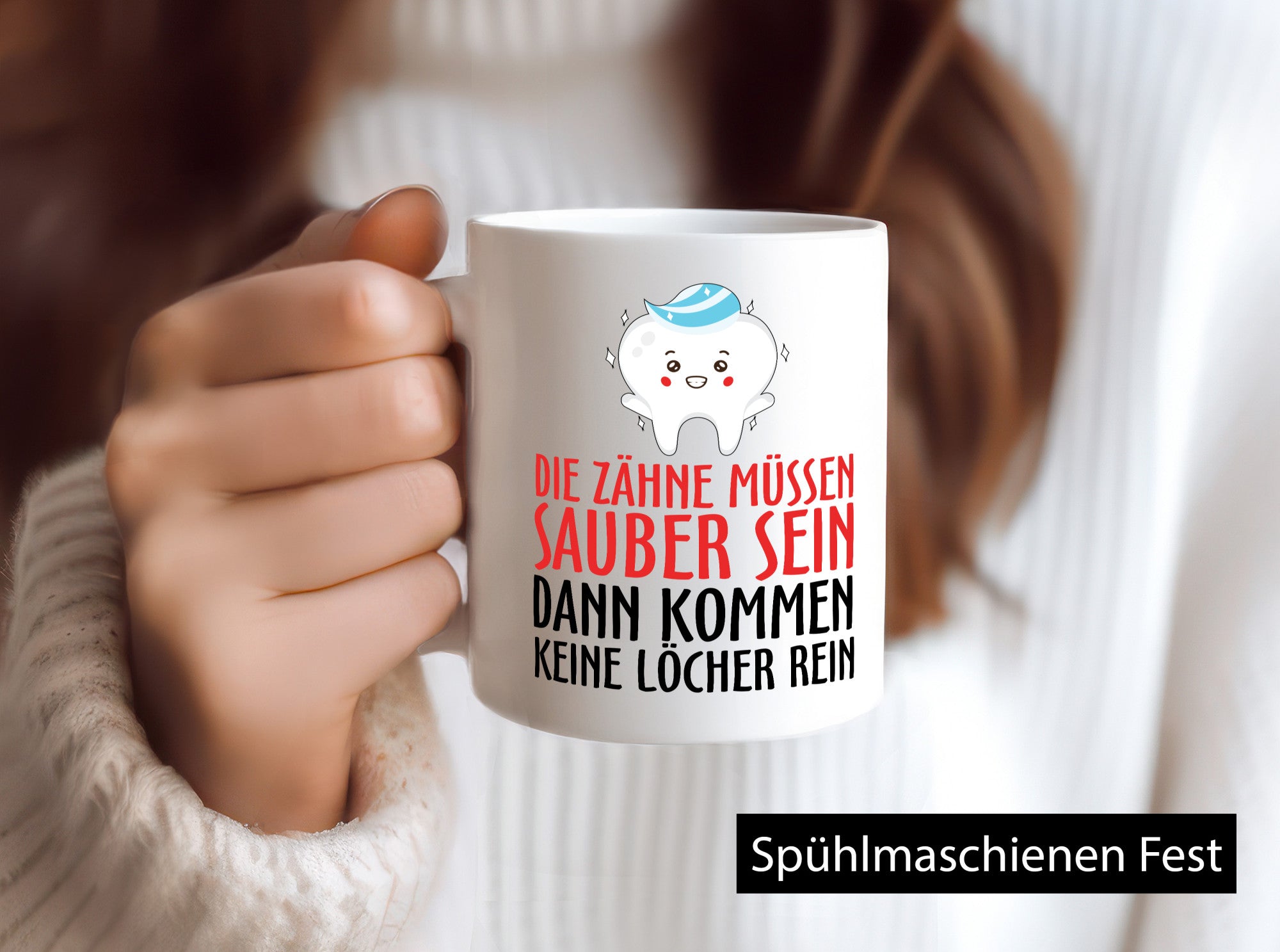 Sauber Zähne lustiger Spruch Geschenk Humor Geschenkidee Tasse