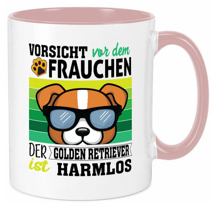 Vorsicht vor dem Frauchen Golden Retriever ist Harmlos lustiger Spruch Geschenk