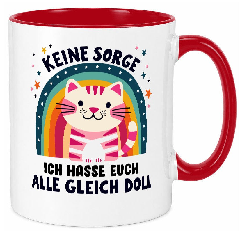 Ich hasse euch alle gleich doll | Katze Sarkasmus lustig Tierliebhaber Humor Tasse