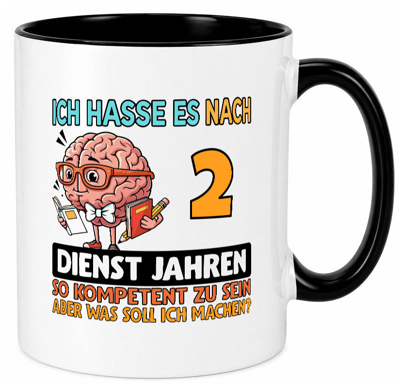 2 Dienstjahre | Arbeit Kompetent lustig Kollegen Büro Geschenk Tasse
