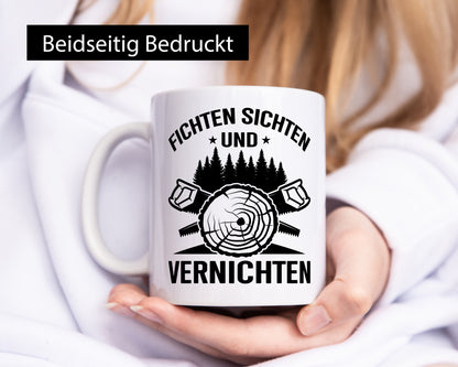 Fichten sichten und Vernichten | Waldarbeiter Holz lustig Arbeit Kollegen Büro