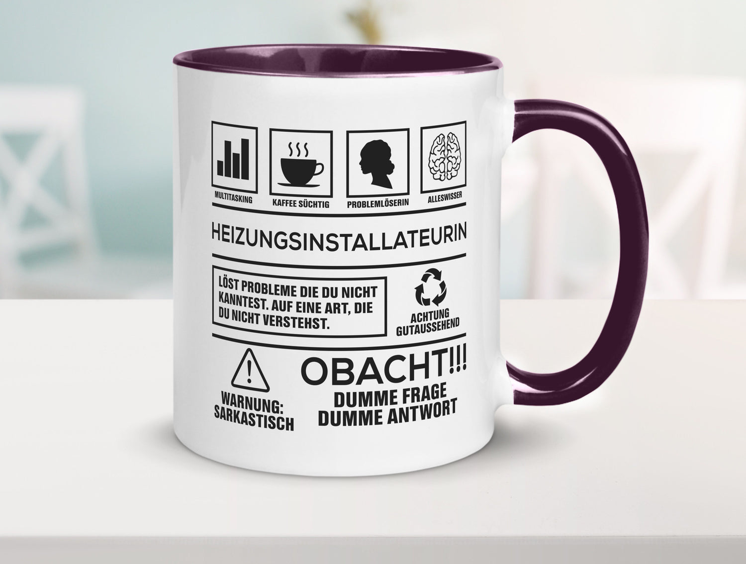 Achtung Probleme Heizungsinstallateurin | Heizung Humor Geschenkidee Tasse