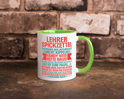 Lehrer Spickzettel | Beruf Tasse lustiger Spruch vl4 lustig Arbeit Kollegen