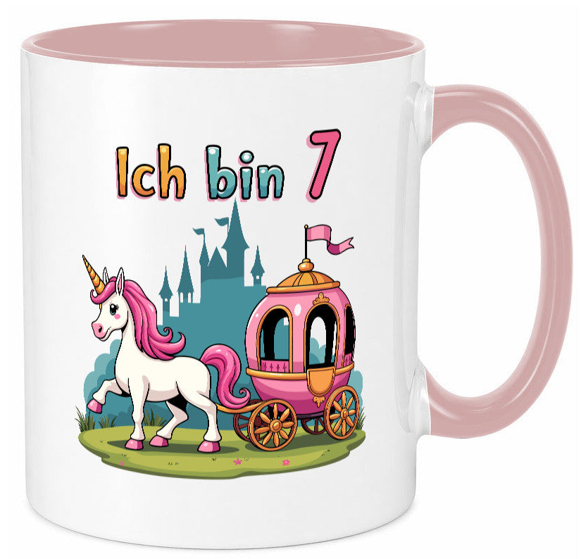 7. Geburtstag | Prinzessin in Kutsche Einhorn lustiger Spruch Geschenk