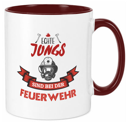 Echte Jungs sind bei der Feuerwehr | Feuerwehrmann lustiger Spruch Geschenk Tasse