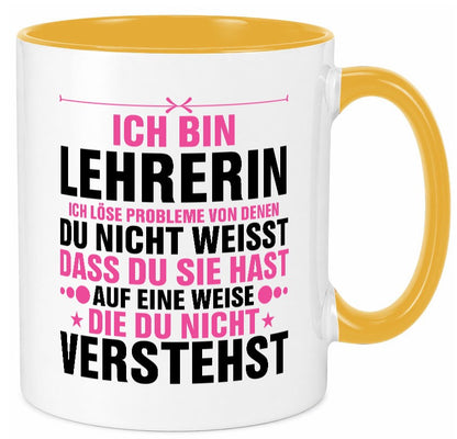 Löse Probleme: Lehrerin | Schule Beruf Schüler v2 Geschenk Arbeit Kollegen Büro Tasse