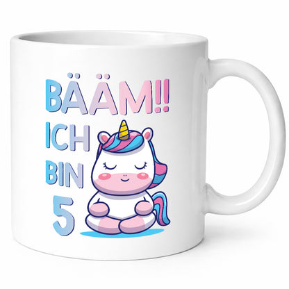 Baam!! Ich bin 5 | Einhorn Geschenkidee Humor Tasse