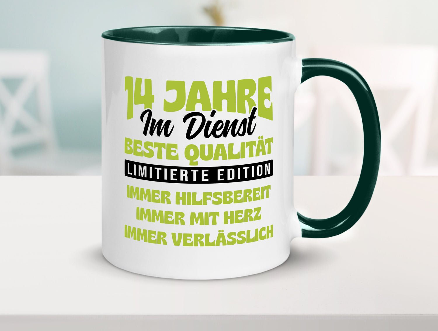14 Jahre im Dienst | Jubiläum Arbeit v4 Geschenkidee Kollegen Büro Humor Tasse