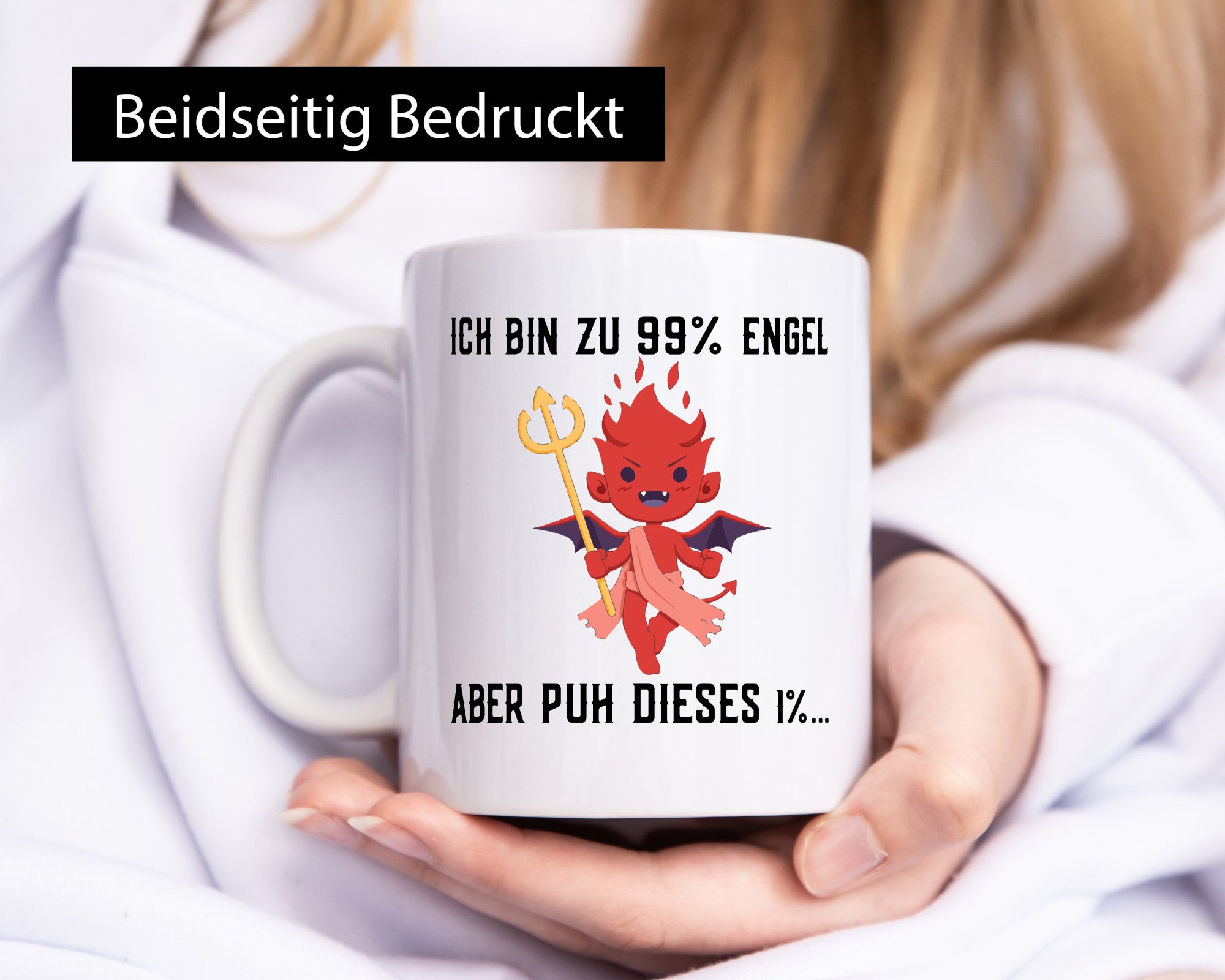 Zu 99% Engel | frecher Teufel mit Flügel lustiger Spruch Geschenkidee Humor