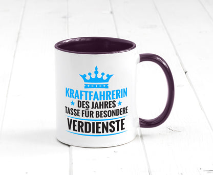 Besonderer Verdienst: Kraftfahrerin | Lastwagen LKW Humor Geschenkidee Tasse