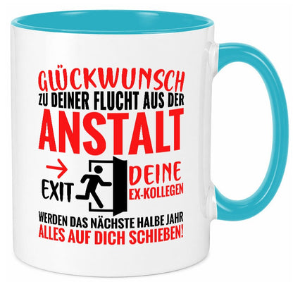 Glückwunsch zur Flucht | Abschied Arbeitskollegen Humor Arbeit Kollegen Büro Tasse