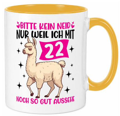 22. Geburtstag | 22 Jahre Lama gut aussehen lustig Geschenkidee Geschenk Tasse