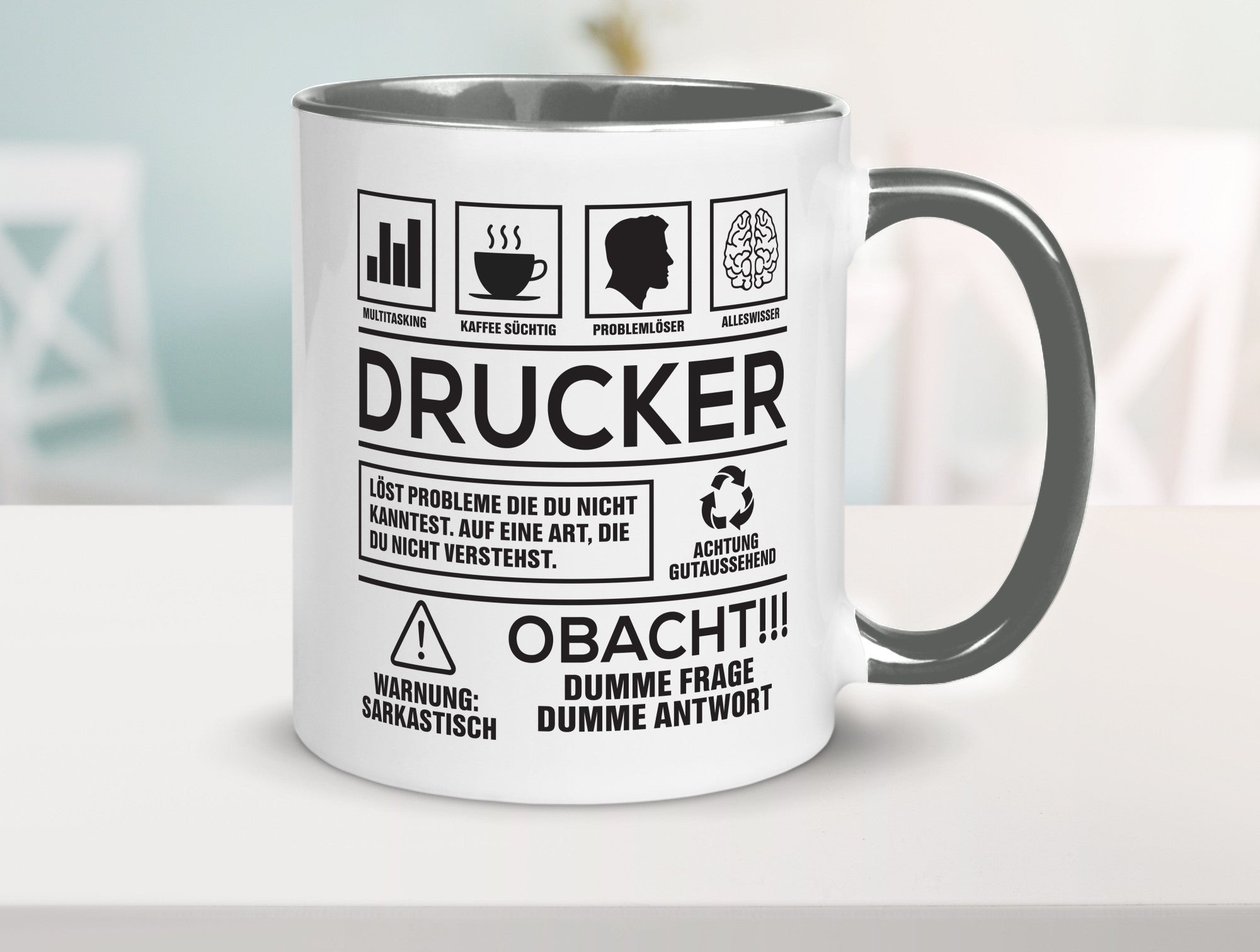 Achtung Probleme Drucker | Druckerei Print Medien Humor Geschenkidee Tasse