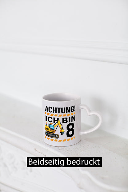 8 Geburtstag Ich bin | Bagger Junge Geschenk Geschenkidee lustiger Spruch Tasse