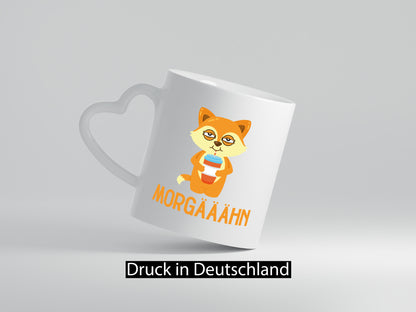 Morgähn | Gähnen Müde Morgenmuffel Fuchs im Bademantel Geschenkidee Humor Tasse
