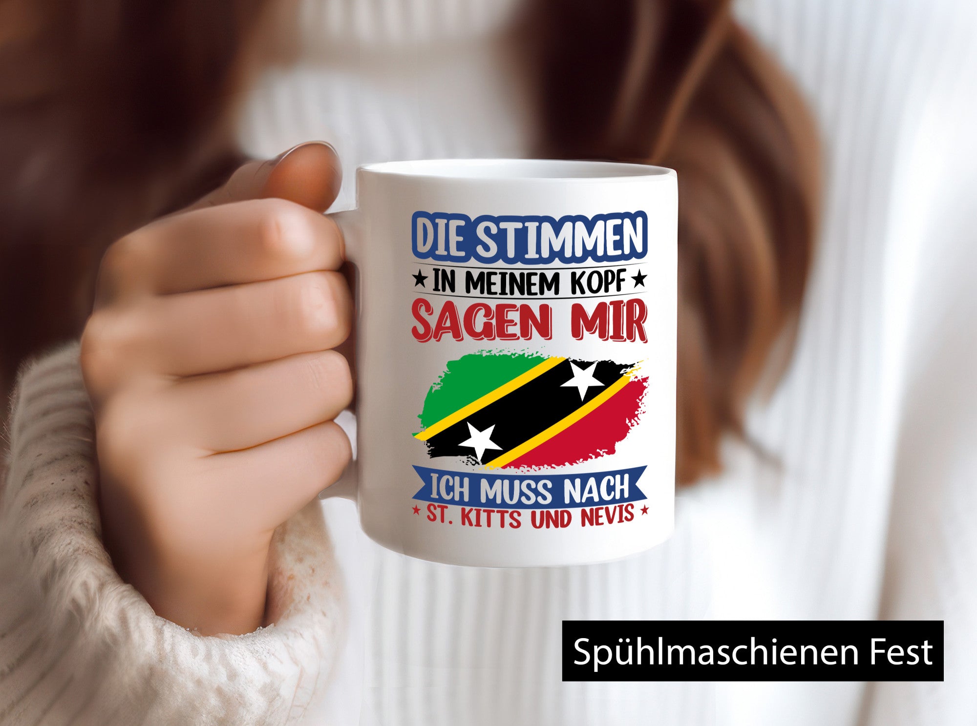 St. Kitts und Nevis | Urlaub Stimmen in meinem Kopf v2 Geschenkidee Humor Tasse