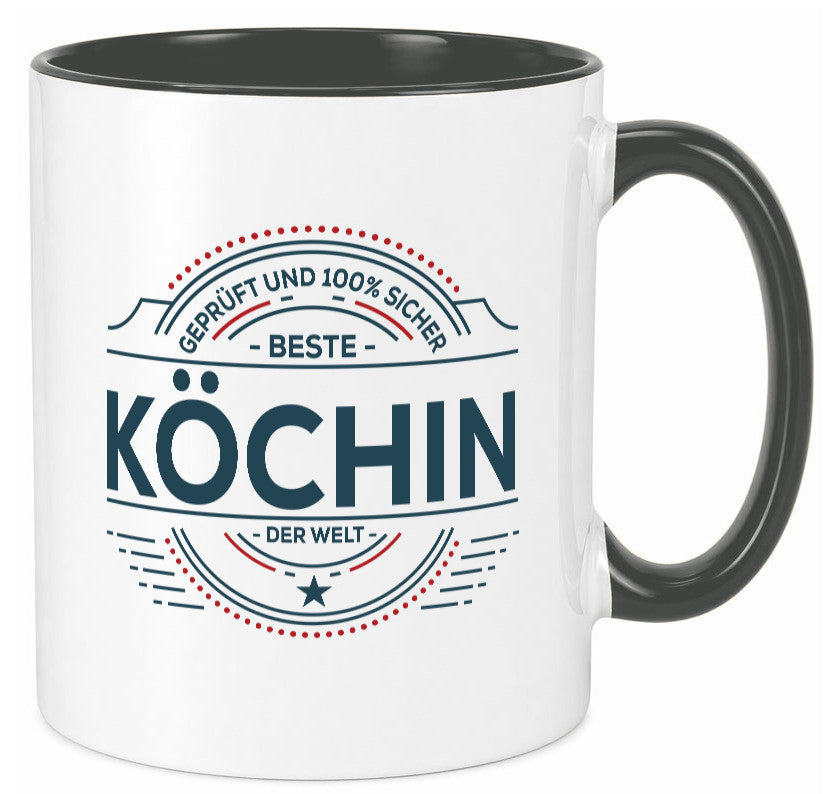 Geprüft und sicher: Köchin | Chefköchin Chefkoch lustiger Spruch Geschenk Tasse