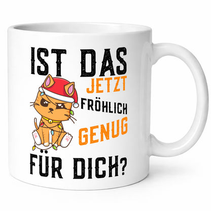 Ist das fröhlich genug | Katze Weihnachten Lichterkette Geschenk Tierliebhaber