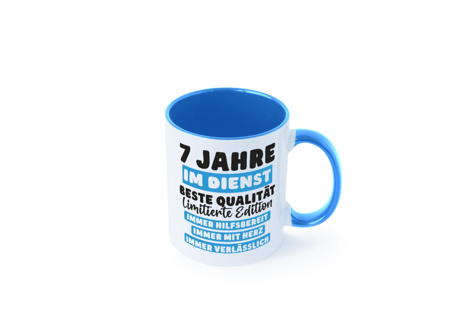 7 Jahre im Dienst | Jubiläum Arbeit v6 lustig Kollegen Büro Geschenk Tasse
