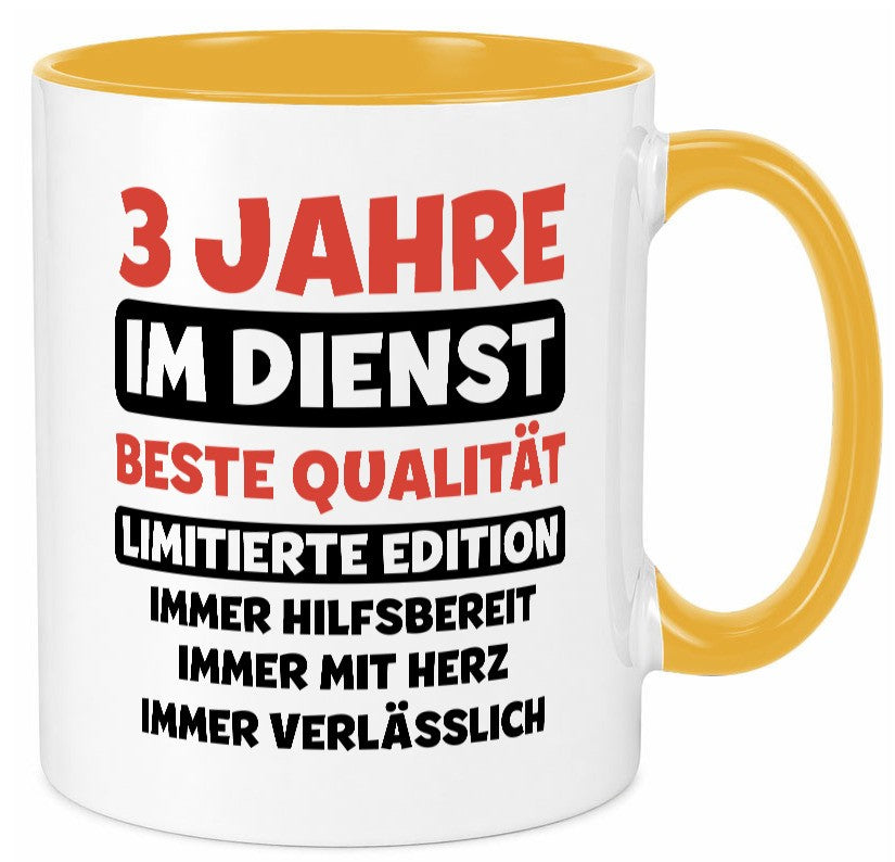 3 Jahre im Dienst | Jubiläum Arbeit v3 lustiger Spruch Geschenk Kollegen Büro Tasse