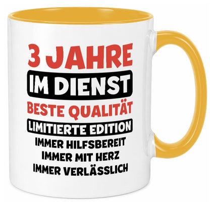 3 Jahre im Dienst | Jubiläum Arbeit v3 lustiger Spruch Geschenk Kollegen Büro Tasse