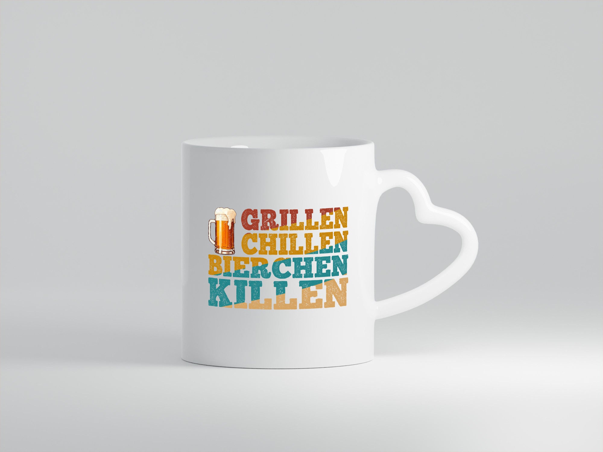 Grillen Chillen Bierchen Killen | Grilln Bier v2 Geschenkidee Humor Tasse