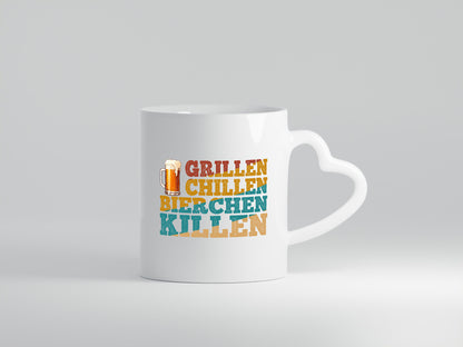 Grillen Chillen Bierchen Killen | Grilln Bier v2 Geschenkidee Humor Tasse