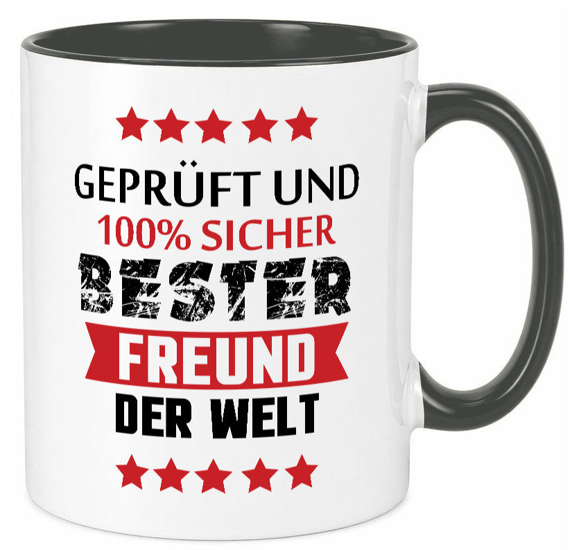 Geprüft &amp; Sicher bester Freund | Freundschaft lustiger Spruch Geschenk Humor Tasse