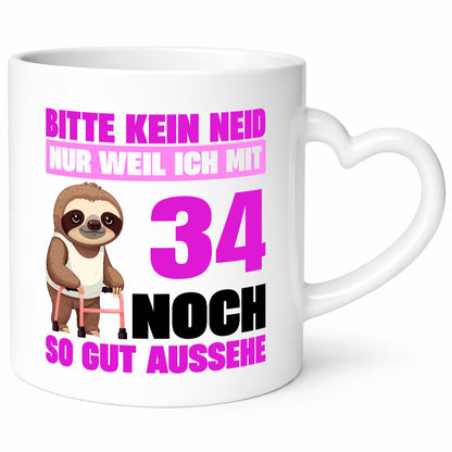 34. Geburtstag | Bitte kein neid Faultier 34 Jahre Humor Geschenkidee Tasse