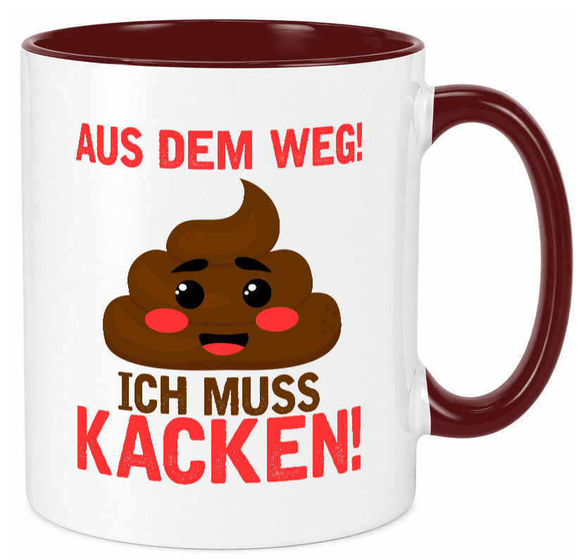 Aus dem weg ich muss kacken | Toiletten Spruch Pupsen Geschenkidee Humor Tasse