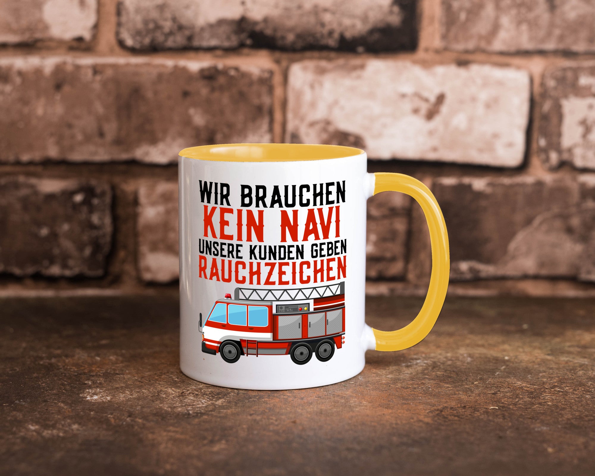 Wir brauchen kein Navi | Feuerwehr Brand Rauchzeichen Geschenkidee Humor Tasse