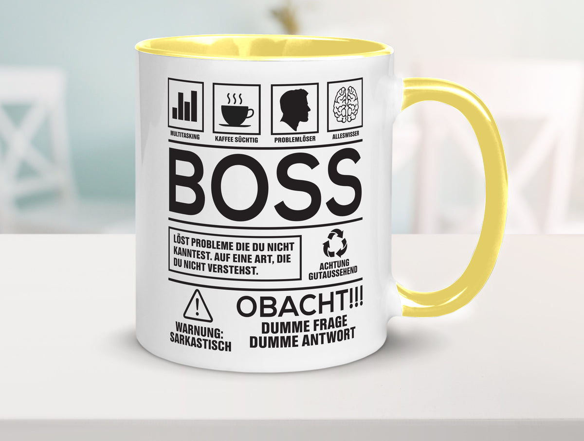 Achtung Probleme Boss | Führungskraft Vorgesetzter lustig Humor Geschenkidee Tasse